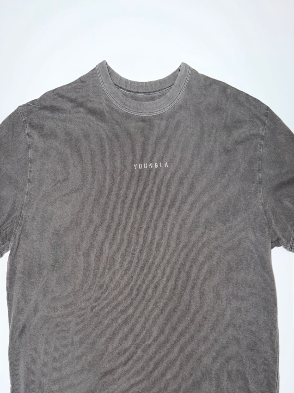 YoungLA Minimal Logo Tee — Charcoal Gray — Large